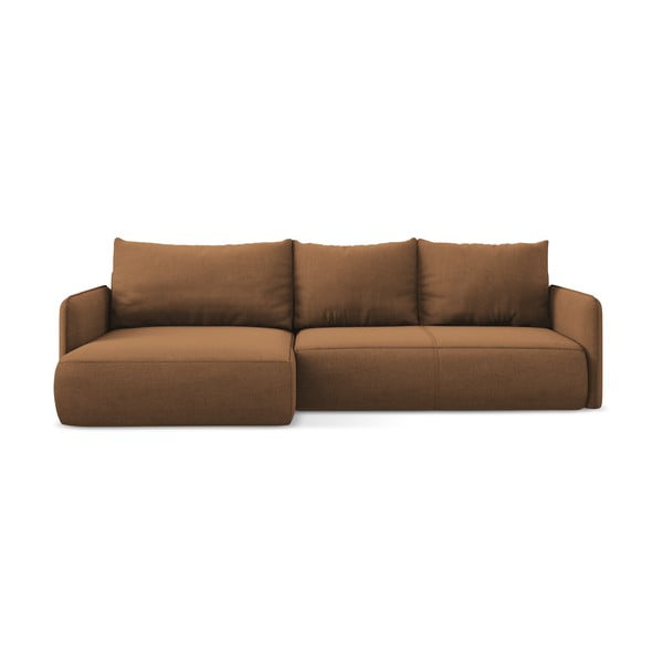 Oranžna raztegljiva/s prostorom za shranjevanje kotna sedežna garnitura (levi kot) Nanea – Makamii