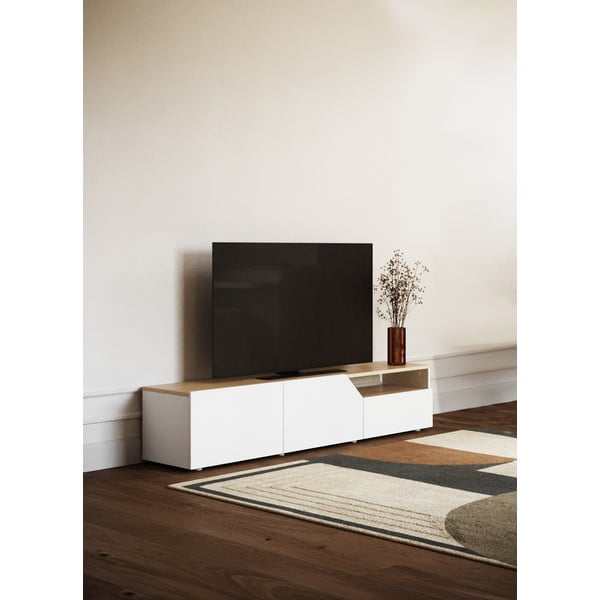 Bela TV omarica v hrastovem dekorju 180x38 cm Verone - TemaHome-image-1