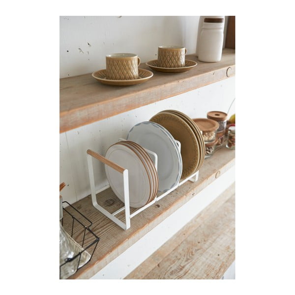 Belo stojalo za krožnike z detajli iz bukovega lesa YAMAZAKI Tosca-image-1