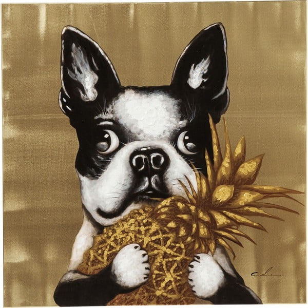 Slika Kare Design Dog With Pineapple, 80 x 80 cm