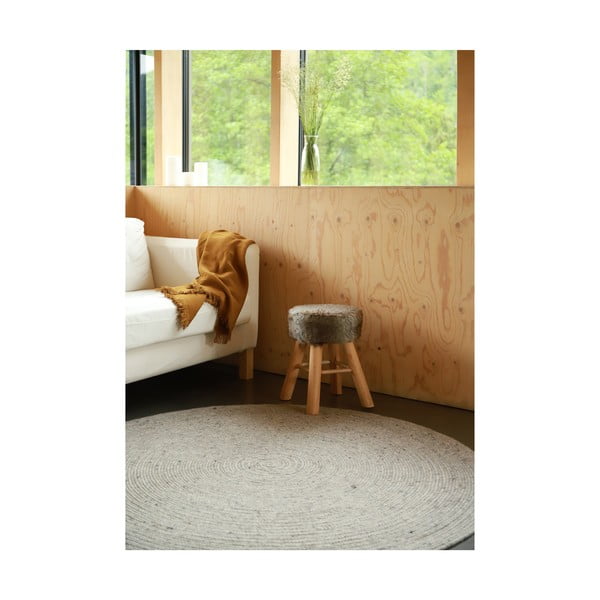 Siva ročno izdelana preproga Nattiot Neethu iz mešanice volne in bombaža, ø 140 cm-image-4