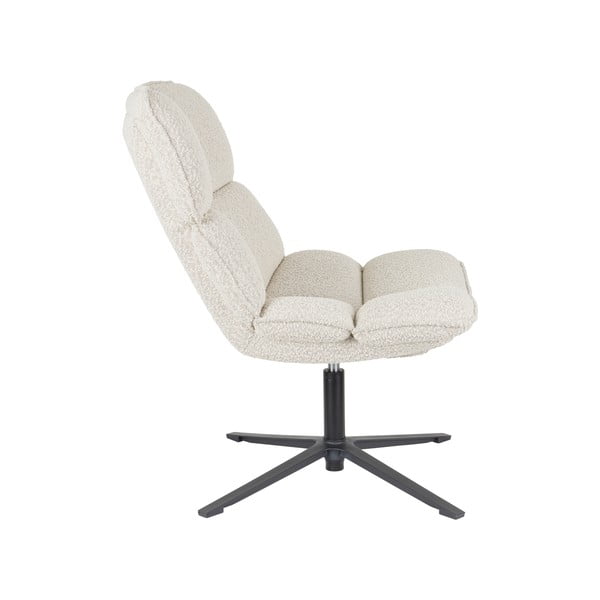 Kremno bel vrtljiv fotelj iz tkanine bouclé Bros – White Label-image-3