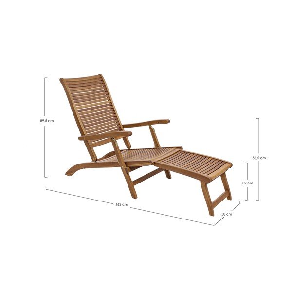 Vrtni ležalnik iz masivnega lesa v naravni barvi Noemi – Bizzotto-image-3