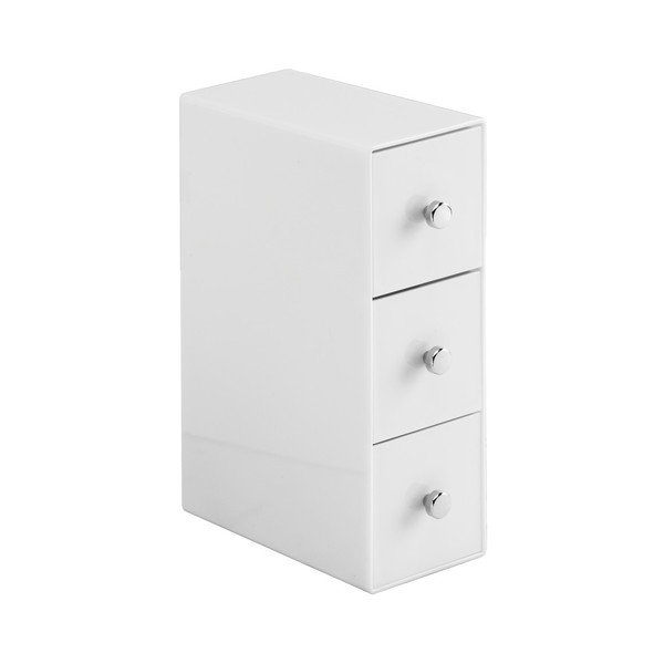 Bela škatla za shranjevanje s 3 predali InterDesign Predali Tower, višina 18 cm-image-1