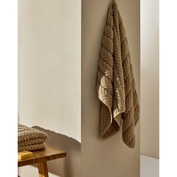 Bež frotirna bombažna brisača 90x150 cm Rune – Kave Home-image-4