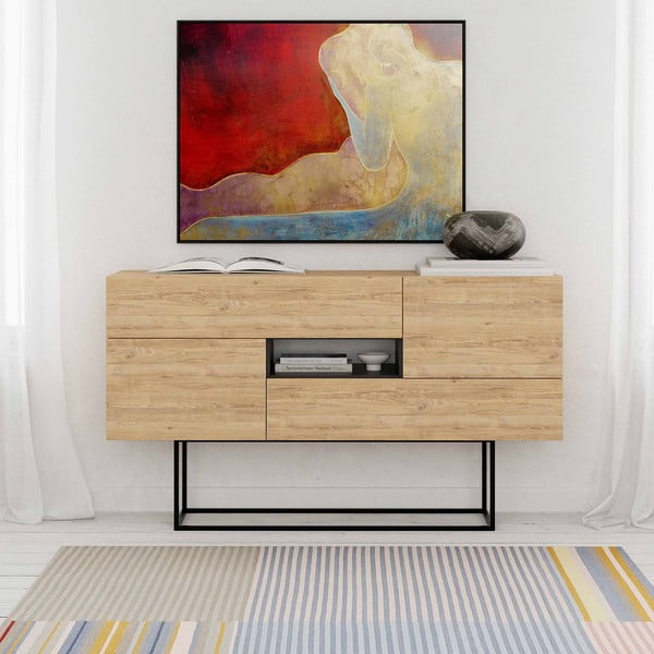 Nizka komoda v hrastovem dekorju 145x82 cm Titan – Marckeric-image-1