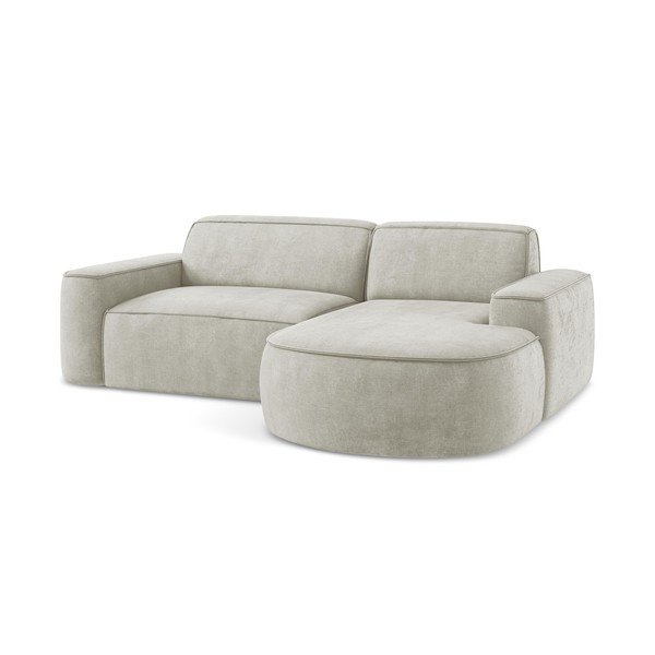 Kremno bela kotna sedežna garnitura iz šenilje (desni kot/z ležalnikom) Omao – Makamii-image-4