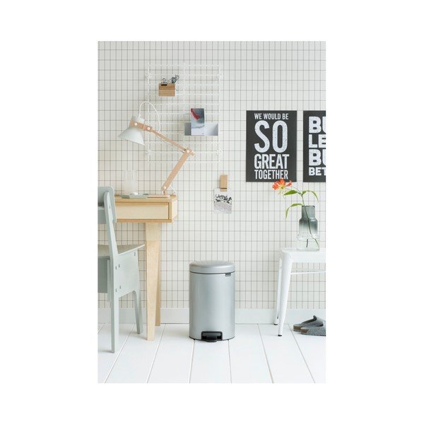 Kovinski koš s pedali v sivi barvi Brabantia Newicon, 12 l-image-1