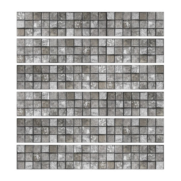 Komplet 6 stenskih nalepk Ambiance Stickers Friezes Tiles Stone, 5 x 30 cm