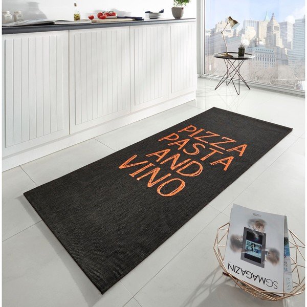 Črna kuhinjska preproga Hanse Home Pizza Pasta in Vino, 80 x 200 cm-image-1