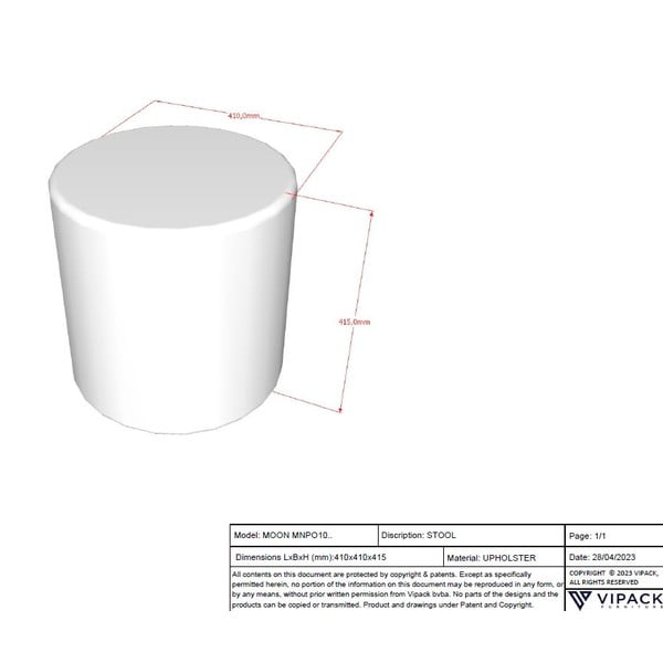 Svetlo siv otroški tabure iz tkanine bouclé MOON – Vipack-image-3