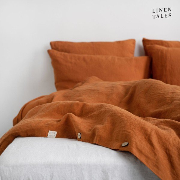 Opečnata podaljšana lanena posteljnina za zakonsko posteljo 200x220 cm – Linen Tales-image-2