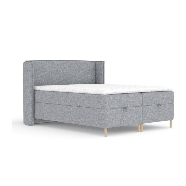 Siva boxspring postelja s prostorom za shranjevanje 160x200 cm Monpelli – Maison de Rêve