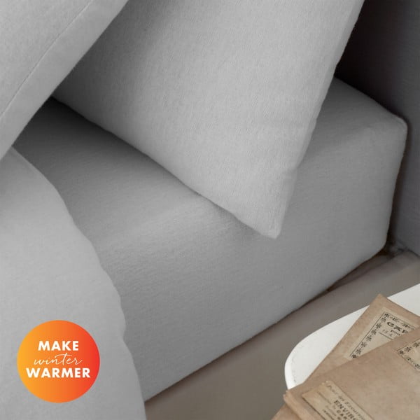 Siva napenjalna flanelna rjuha 150x200 cm Brushed – Catherine Lansfield-image-4