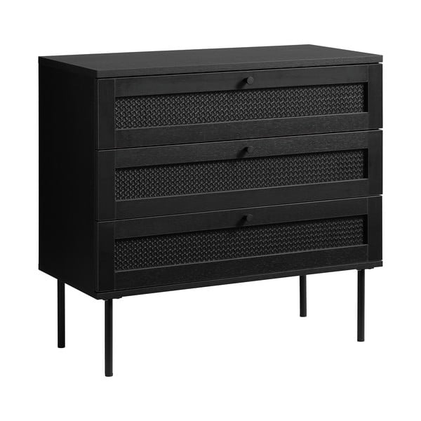 Črna nizka komoda v hrastovem dekorju 80x75 cm Pensacola – Unique Furniture-image-2