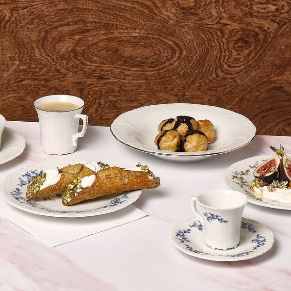 Bela/modra porcelanasta skodelica za kapučino 200 ml Retro – BonBistro-image-1