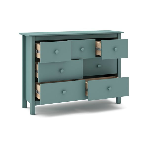 Modrozelena nizka otroška komoda iz masivnega bora 110x80 cm Max – Marckeric-image-3