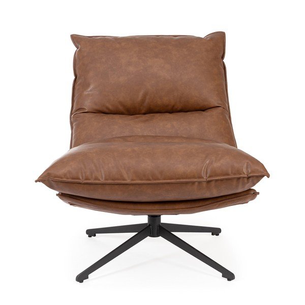 Fotelj s prostorom za shranjevanje iz umetnega usnja v konjak rjavi barvi Alanez – Bizzotto-image-2