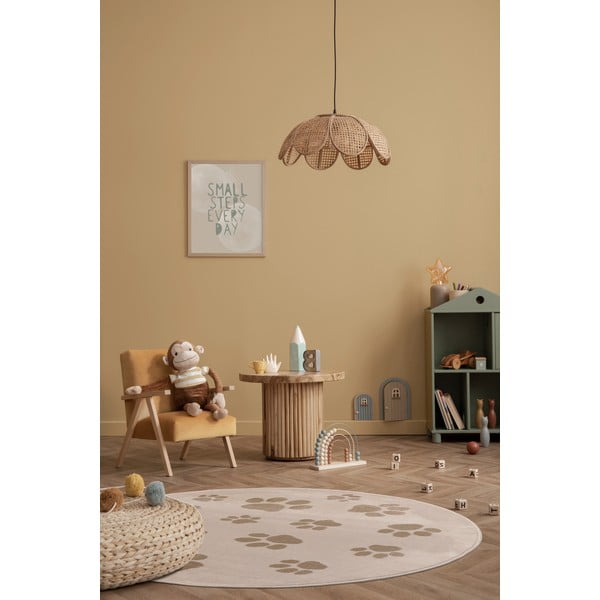 Bež otroška preproga ø120 cm Paws Light Beige – FD-image-1