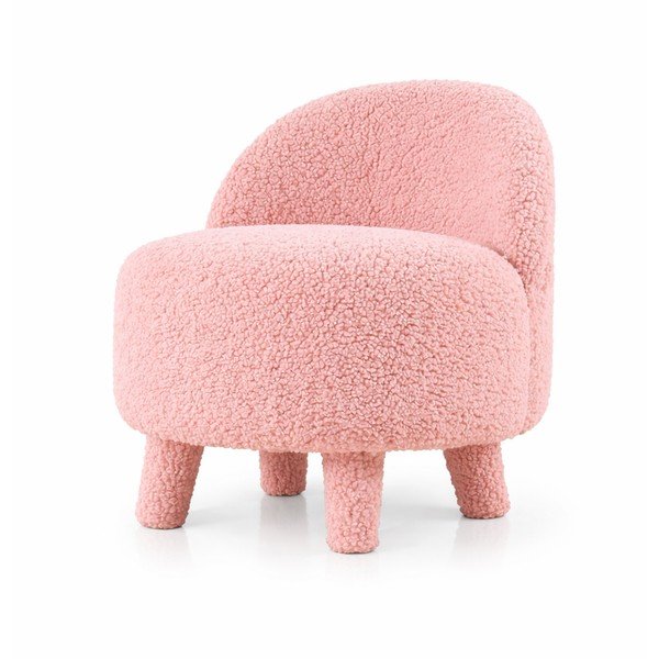 Svetlo rožnat otroški fotelj iz tkanine bouclé Moouv – Artie
