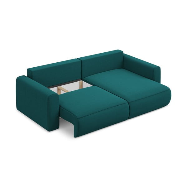 Turkizna žametna raztegljiva/s prostorom za shranjevanje kotna sedežna garnitura (desni kot/z ležalnikom) Kapua – Makamii-image-4