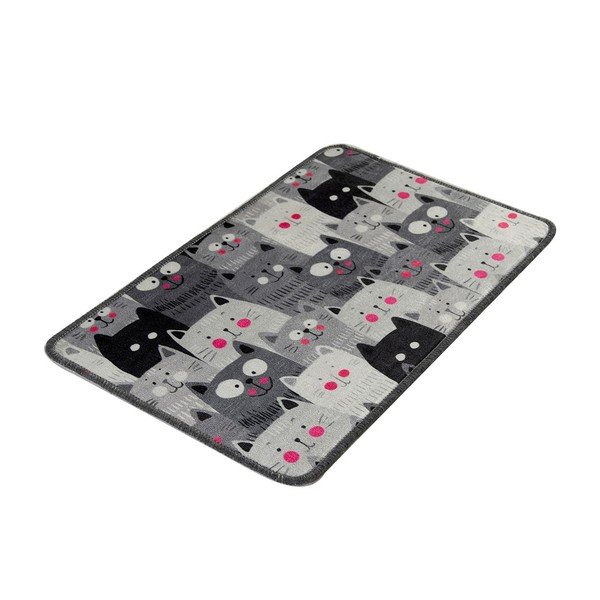 Siva kopalniška preproga 40x60 cm Meow – Foutastic