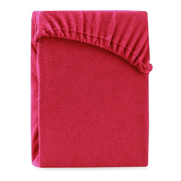 AmeliaHome Ruby Maroon rdeča elastična rjuha za zakonsko posteljo, 200-220 x 200 cm