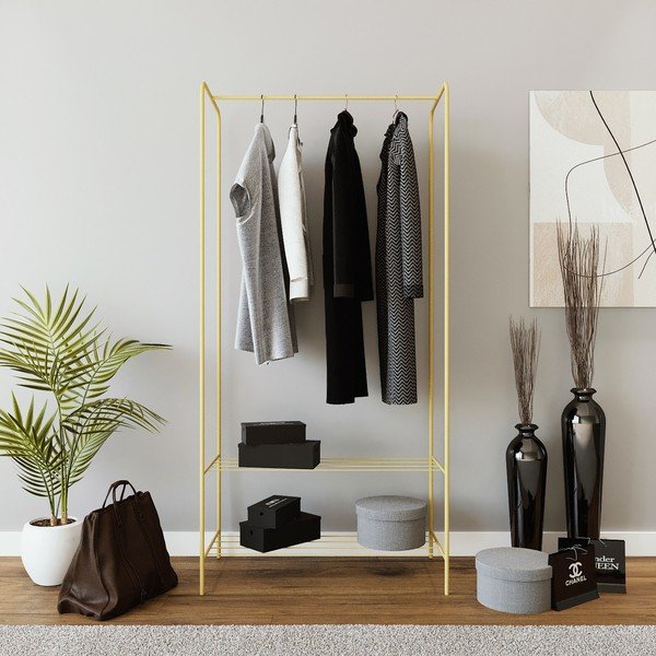 Kovinsko stojalo za oblačila v zlati barvi Frankenthal – Kalune Design-image-2