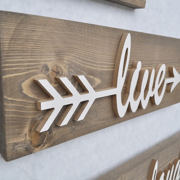 Komplet 3 lesenih stenskih dekoracij White Love-image-2