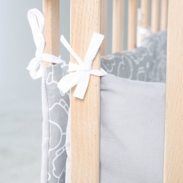 Bela/siva zaščitna obroba za posteljico iz mešanice bombaža 96 cm Miffy – Roba-image-3