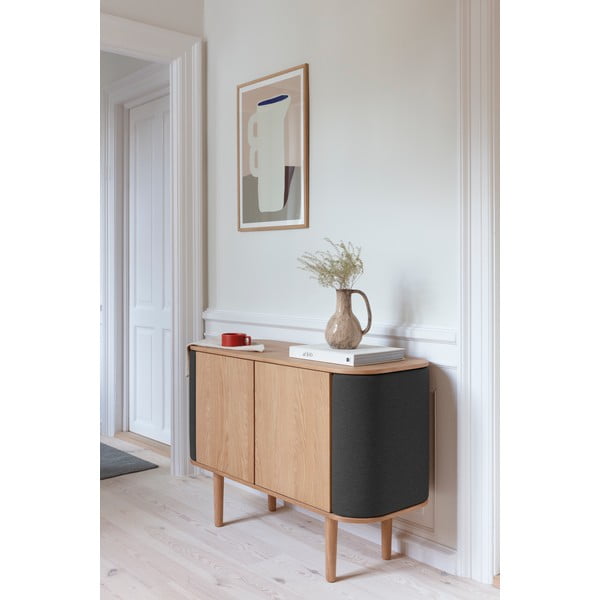 Antracitno siva/naravna nizka komoda v hrastovem dekorju 109x75 cm Treasures – UMAGE-image-1