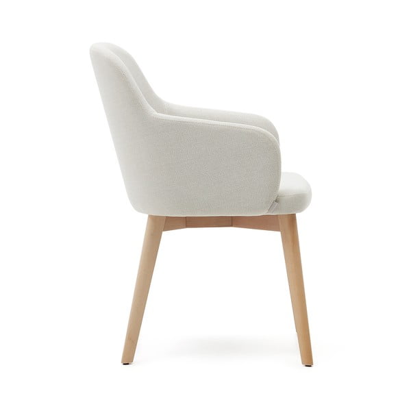 Kremno bel oblazinjen jedilni stol z nasloni za roke Nelida – Kave Home-image-3