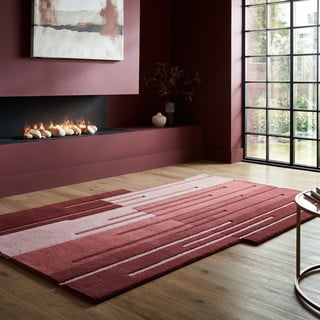 Bordo rdeča ročno tkana volnena preproga 120x180 cm Split Ombre Shaped – Flair Rugs