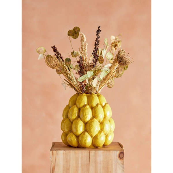 Rumena ročno poslikana vaza iz kamenine (višina 22 cm) Limone – Bloomingville-image-1