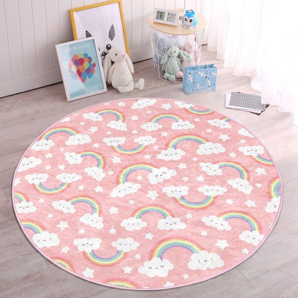 Rožnata otroška preproga ø 80 cm Comfort – Mila Home-image-4