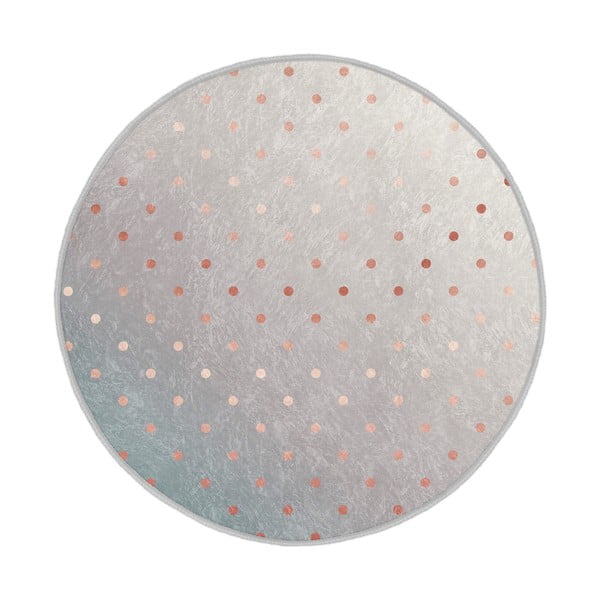 Pralna okrogla preproga v sivi in bakreni barvi primerna za robotski sesalnik ø 80 cm Comfort – Mila Home