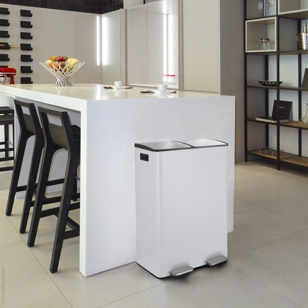 Mat bel jeklen koš za smeti za ločevanje odpadkov s pedalom 2x30 l Aliya – Spirella-image-3