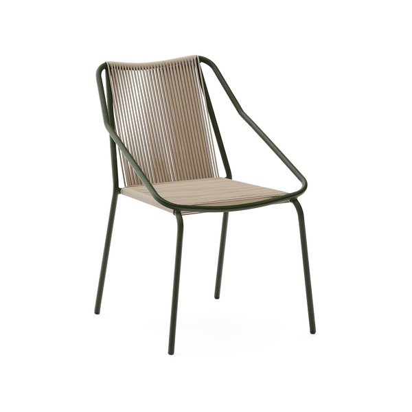 Temno zelen/bež kovinski vrtni stol Zivia – Kave Home