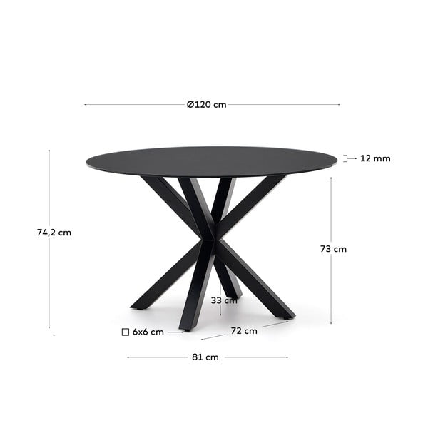 Črna okrogla jedilna miza s stekleno mizno ploščo ø 120 cm Argo – Kave Home-image-4