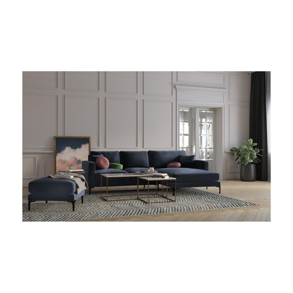 Temno moder žameten tabure Kooko Home Harmony-image-3