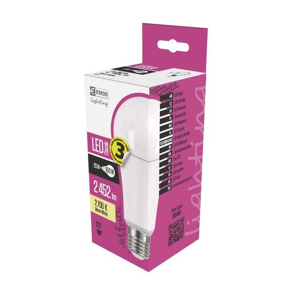 LED žarnica EMOS Classic A67 Toplo bela, 20W E27-image-1
