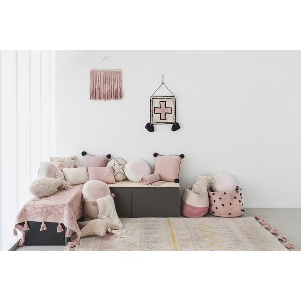 Rožnata/kremno bela pralna ročno tkana bombažna otroška preproga 140x200 cm Azteca Vintage Nude – Lorena Canals-image-1