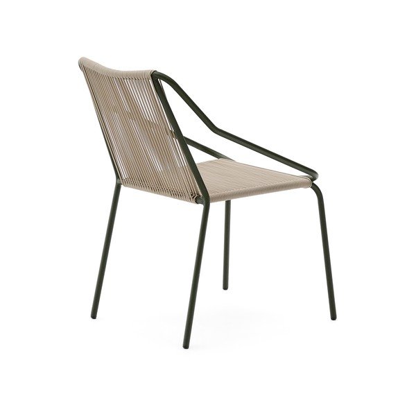 Temno zelen/bež kovinski vrtni stol Zivia – Kave Home-image-4