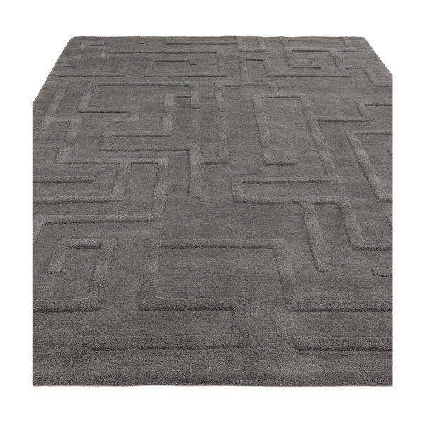Antracitno siva volnena preproga 200x290 cm Maze – Asiatic Carpets-image-3