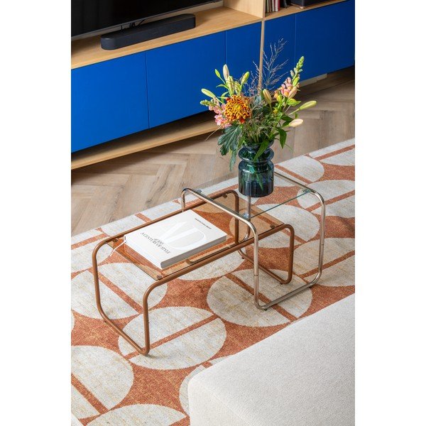 Rjava klubska mizica s stekleno mizno ploščo 40x80 cm Ventana – Leitmotiv-image-1