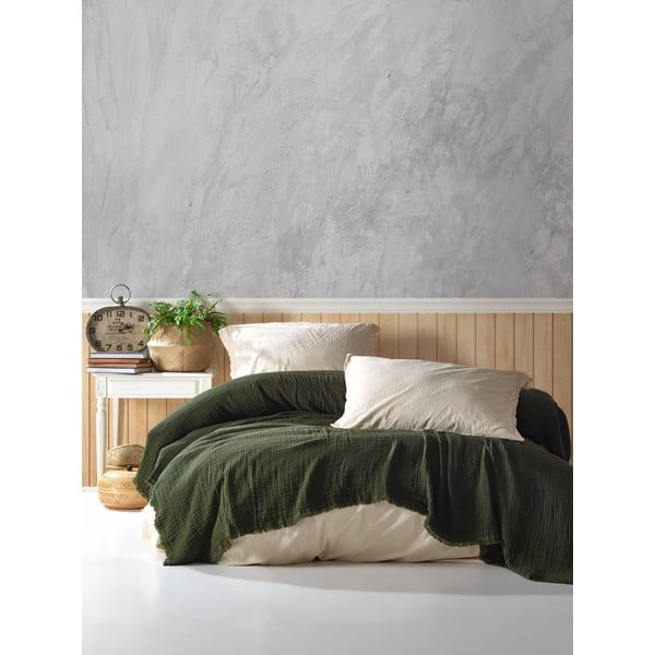 Temno zeleno pregrinjalo iz muslina 200x250 cm – Mijolnir-image-1