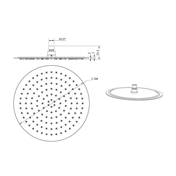 Mat črna tuš glava iz nerjavečega jekla ø 30 cm Slim – Sapho-image-1