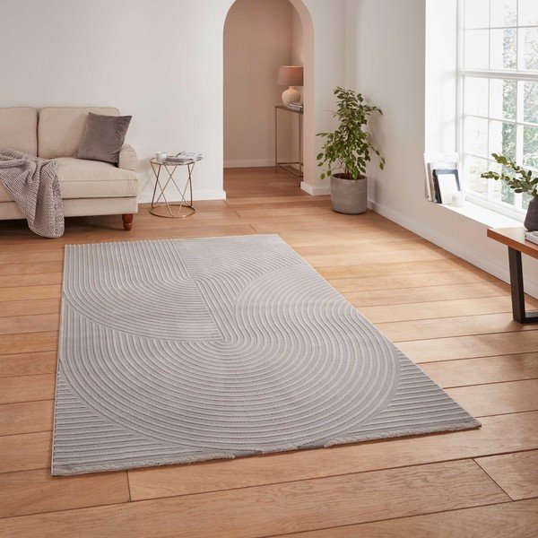 Svetlo siva pralna preproga iz recikliranih vlaken 120x170 cm Flores – Think Rugs-image-1