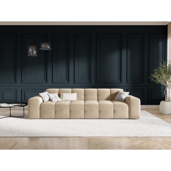 Bež žametni kavč 255 cm Kendal - Micadoni Home-image-1