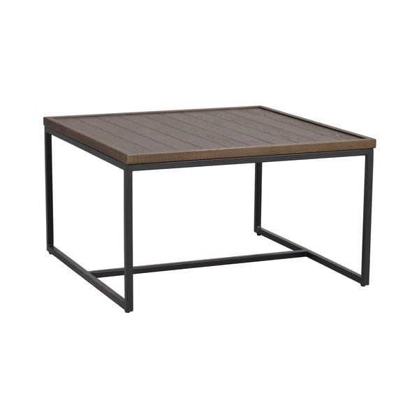 Temno rjava mizica s hrastovo mizno ploščo ø 70 cm Deerfield – Rowico-image-2